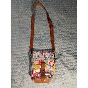 Patricia Nash Floral Italian Leather Crossbody Purse Buckle Bohemian Travel